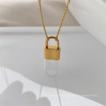 Shangjie kalung danity o shape chain necklace beautiful gold plated necklace fashion lock pendant necklace